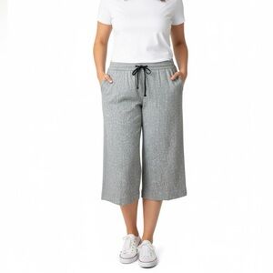 ENCORE Linen Blend Wide Leg Capri Drawstring Waist Front / Back Pockets US Sz 16